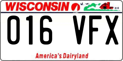 WI license plate 016VFX