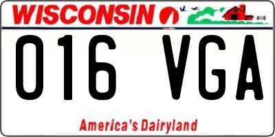 WI license plate 016VGA