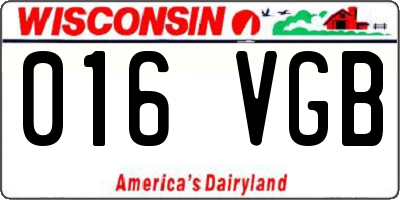 WI license plate 016VGB