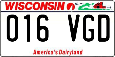 WI license plate 016VGD