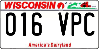 WI license plate 016VPC