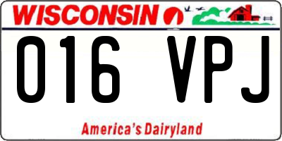 WI license plate 016VPJ