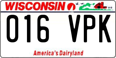 WI license plate 016VPK