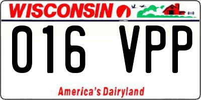 WI license plate 016VPP