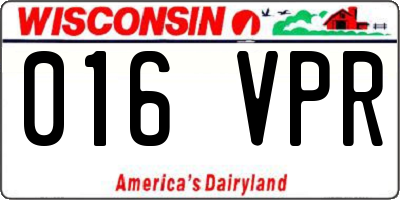WI license plate 016VPR