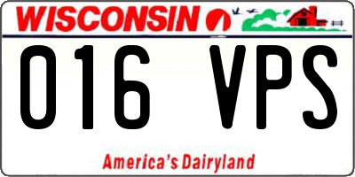 WI license plate 016VPS