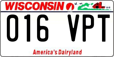 WI license plate 016VPT
