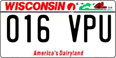 WI license plate 016VPU