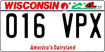 WI license plate 016VPX