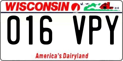 WI license plate 016VPY