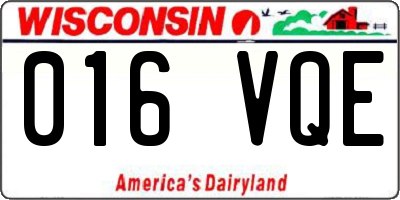 WI license plate 016VQE