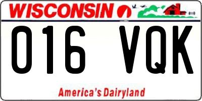 WI license plate 016VQK