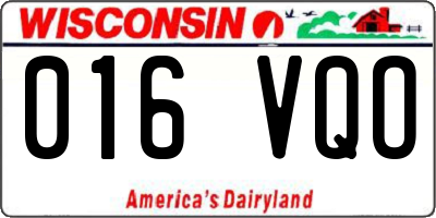 WI license plate 016VQO