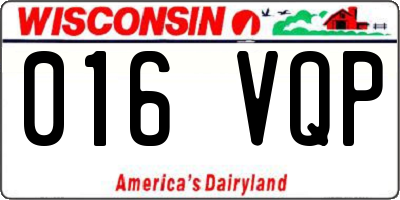 WI license plate 016VQP