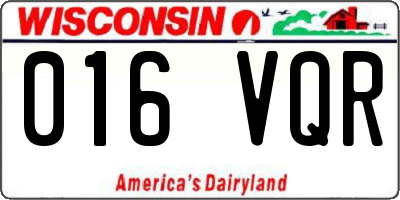 WI license plate 016VQR