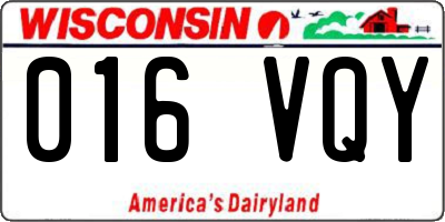 WI license plate 016VQY
