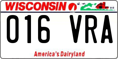 WI license plate 016VRA