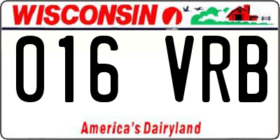 WI license plate 016VRB
