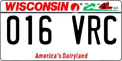 WI license plate 016VRC