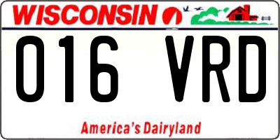 WI license plate 016VRD
