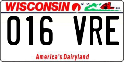 WI license plate 016VRE