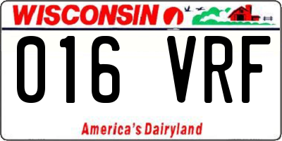 WI license plate 016VRF