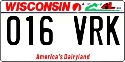 WI license plate 016VRK