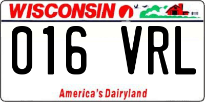 WI license plate 016VRL