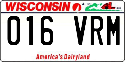 WI license plate 016VRM