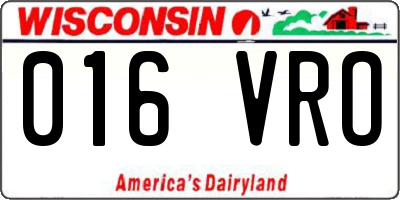 WI license plate 016VRO