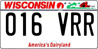 WI license plate 016VRR
