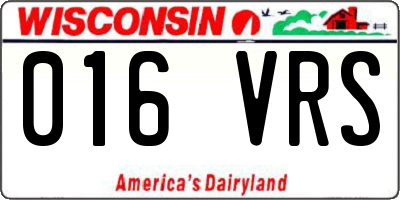 WI license plate 016VRS