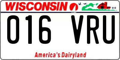 WI license plate 016VRU
