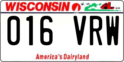 WI license plate 016VRW