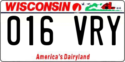 WI license plate 016VRY
