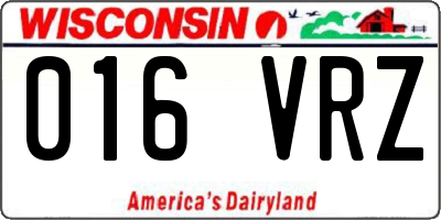 WI license plate 016VRZ