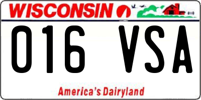 WI license plate 016VSA