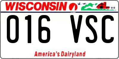 WI license plate 016VSC