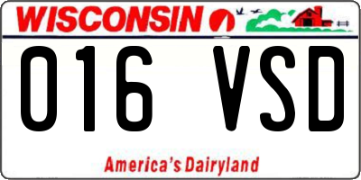 WI license plate 016VSD
