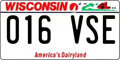 WI license plate 016VSE