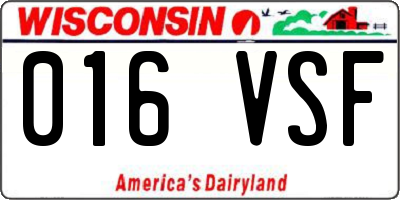 WI license plate 016VSF