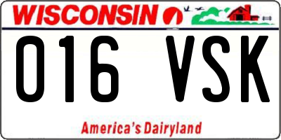 WI license plate 016VSK