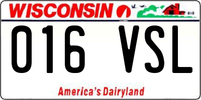 WI license plate 016VSL