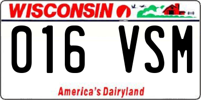 WI license plate 016VSM