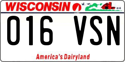 WI license plate 016VSN