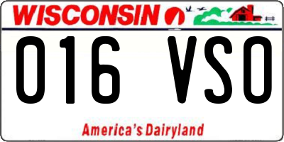 WI license plate 016VSO
