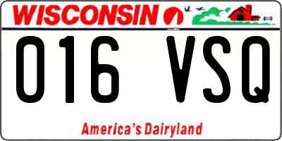WI license plate 016VSQ