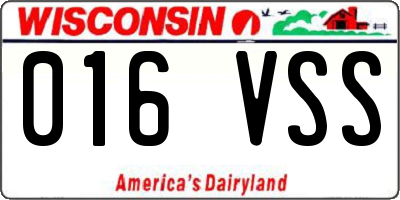 WI license plate 016VSS