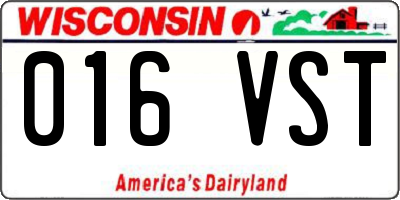 WI license plate 016VST