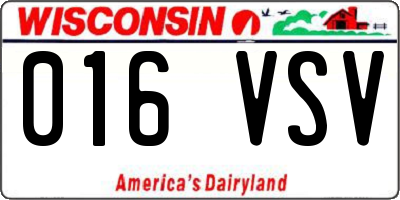 WI license plate 016VSV